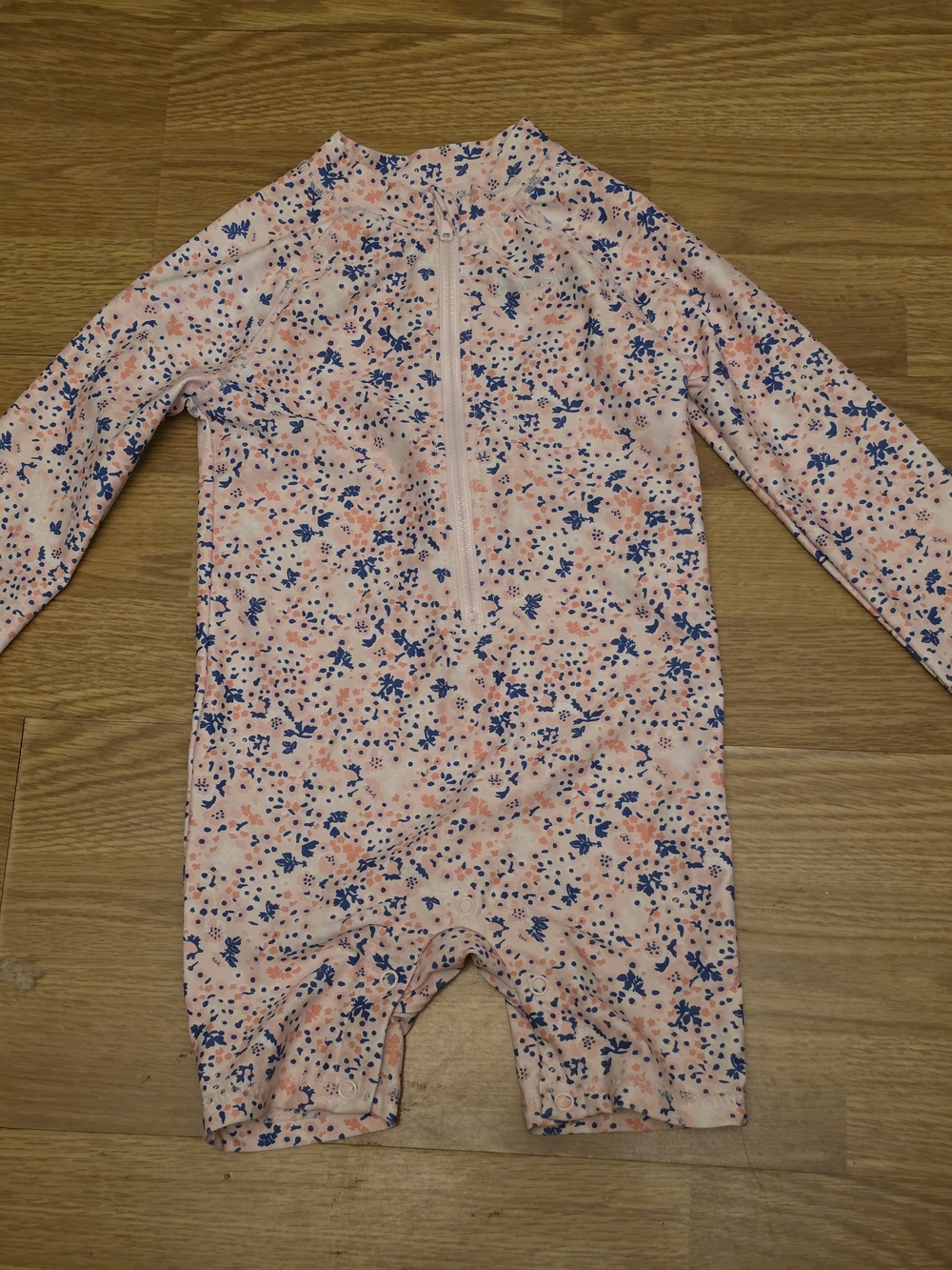 Eddie Bauer Pink and Navy Floral Kids Swim Rashguard